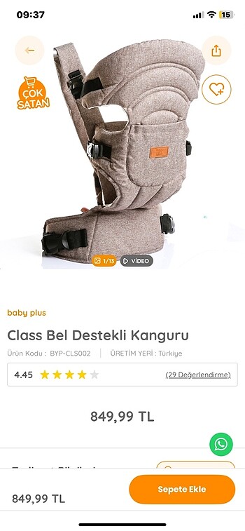 Beden kahverengi Renk Sıfır E bebek kanguru ( ana kucağı ))