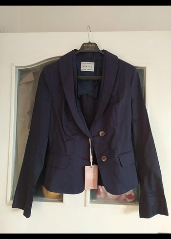 Lacivert Kadın Düğmeli Blazer Ceket