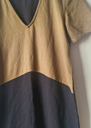 Zara V Yaka Kısa Kollu Midi günlük elbise