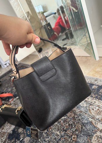 Tokalı Siyah Deri Kadın Çanta - Görsel 7