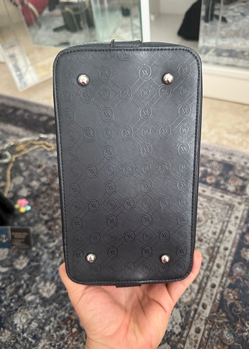 Tokalı Siyah Deri Kadın Çanta - Görsel 5