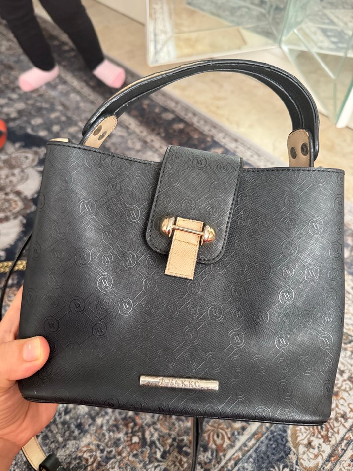 Tokalı Siyah Deri Kadın Çanta - Görsel 2