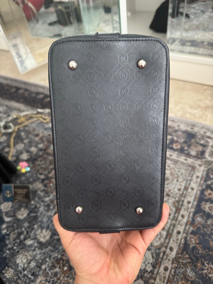 Tokalı Siyah Deri Kadın Çanta - Görsel 5