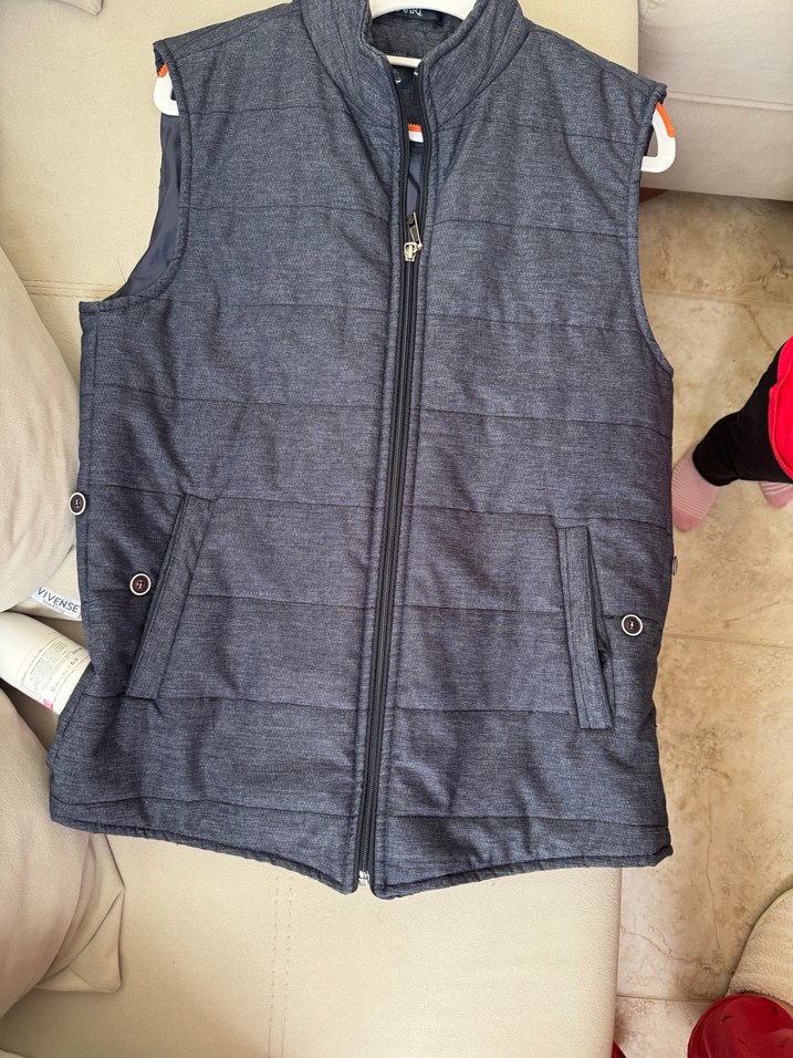 Süvari Gri Denim Fermuarlı Erkek Yelek - Görsel 2