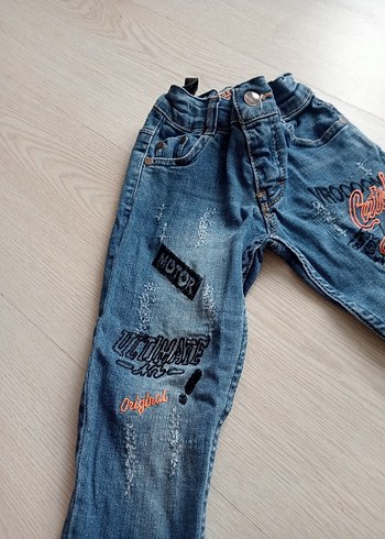 5 Yaş Beden Baskılı Gri Bol Kesim Erkek Kot Pantolon