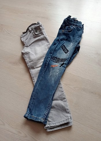Baskılı Gri Bol Kesim Erkek Kot Pantolon