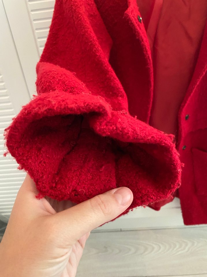 Kırmızı Cepli Kadın Kaban - Görsel 5