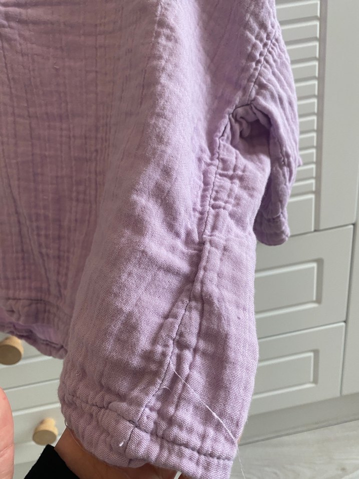 Bohem Mor Keten V Yaka Gömlek - Görsel 4