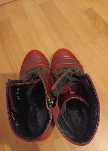 Kırmızı Deri Kadın Bot, Tokalı, Blok Topuklu - Görsel 3