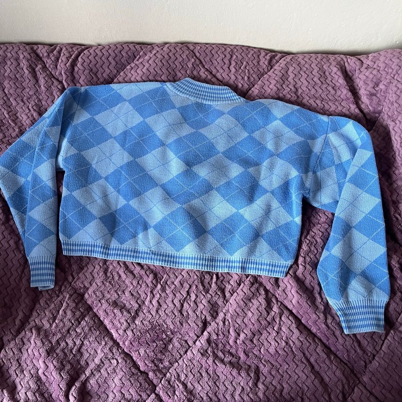 Defacto mavi baklava desenli kazak - Görsel 3