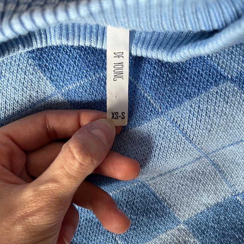 Defacto mavi baklava desenli kazak - Görsel 4