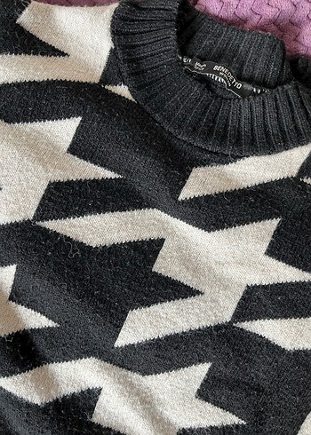 Siyah beyaz desenli kazak - Görsel 2