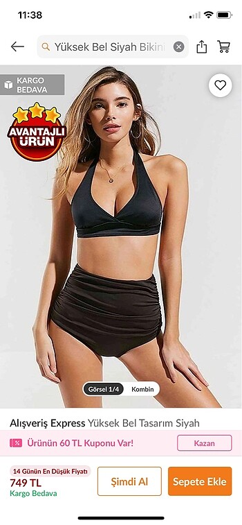 Yüksel bel siyah bikini alt