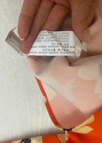 Zara Zara S/M uyumlu Çiçek Desenli Turuncu Tok Şık Bluz