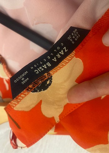 s Beden turuncu Renk Zara S/M uyumlu Çiçek Desenli Turuncu Tok Şık Bluz