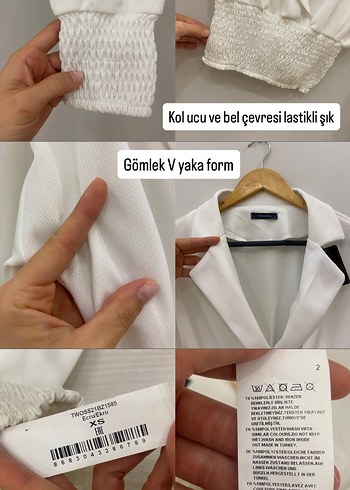 xs Beden beyaz Renk V Gömlek Yaka Ekru Trendyol marka XS beden Bluz