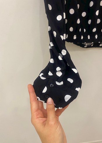 Koton Siyah Puantiyeli Koton Marka 42 Beden Business Kadın Bluz