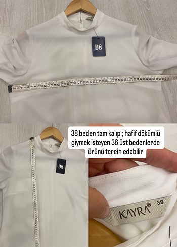 Kayra Uzun Kollu Beyaz Yüksek Yakalı Kayra marka S/M uyumlu Bluz