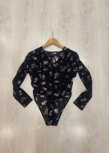 S/M uyumlu Çiçek Desenli Siyah Bohem Çıtçıtlı Kruvaze Kadın Bluz - Görsel 12