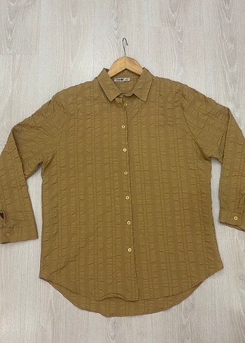 40/42 uyumlu Bej Waffle Bürümcük Dertsiz Kadın Gömlek - Görsel 11