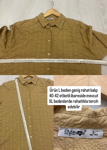 40/42 uyumlu Bej Waffle Bürümcük Dertsiz Kadın Gömlek - Görsel 14
