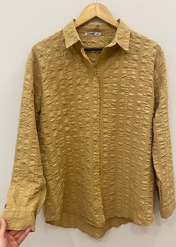 40/42 uyumlu Bej Waffle Bürümcük Dertsiz Kadın Gömlek - Görsel 4