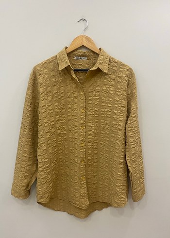 40/42 uyumlu Bej Waffle Bürümcük Dertsiz Kadın Gömlek - Görsel 3
