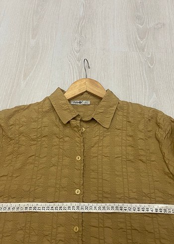 40/42 uyumlu Bej Waffle Bürümcük Dertsiz Kadın Gömlek - Görsel 13