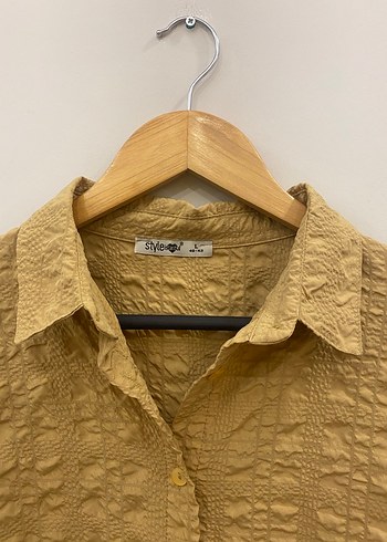 40/42 uyumlu Bej Waffle Bürümcük Dertsiz Kadın Gömlek - Görsel 5