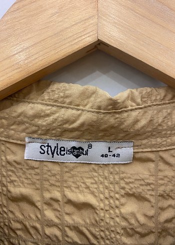 40/42 uyumlu Bej Waffle Bürümcük Dertsiz Kadın Gömlek - Görsel 6