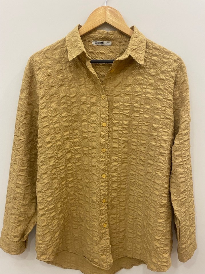 40/42 uyumlu Bej Waffle Bürümcük Dertsiz Kadın Gömlek - Görsel 2