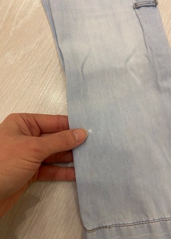 Stradivarius M Yıkama Efektli Kadın Açık Mavi Jean Gömlek - Görsel 20