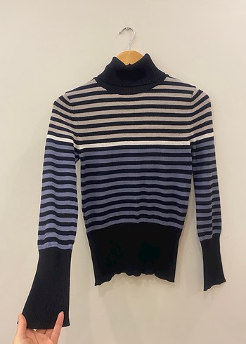 Stamina by Erdem Premium Kalite Çizgili Balıkçı Yaka Kadın Triko - Görsel 7