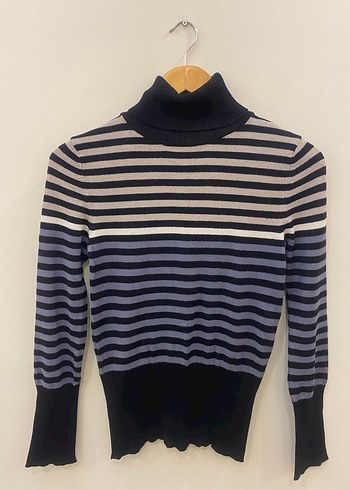 Stamina by Erdem Premium Kalite Çizgili Balıkçı Yaka Kadın Triko - Görsel 3