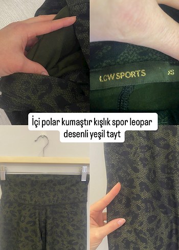 Lcw XS Yeşil içi Polar Kışlık Leopar desenli Spor Tayt - Görsel 11