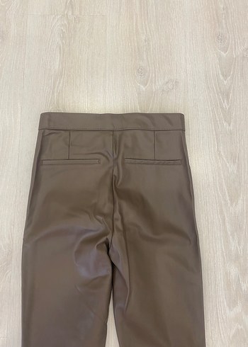 Zara XS/S uyumlu Vizon Deri Kışlık Slim Kadın Pantolon - Görsel 18