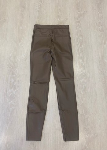 Zara XS/S uyumlu Vizon Deri Kışlık Slim Kadın Pantolon - Görsel 17