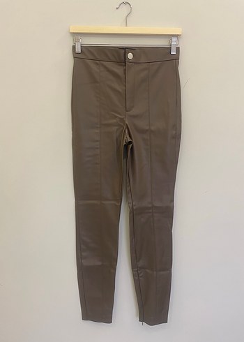 Zara XS/S uyumlu Vizon Deri Kışlık Slim Kadın Pantolon - Görsel 6