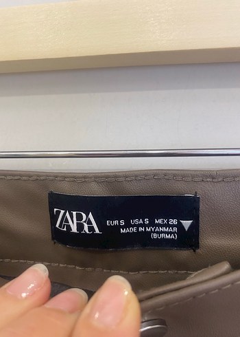 Zara XS/S uyumlu Vizon Deri Kışlık Slim Kadın Pantolon - Görsel 11