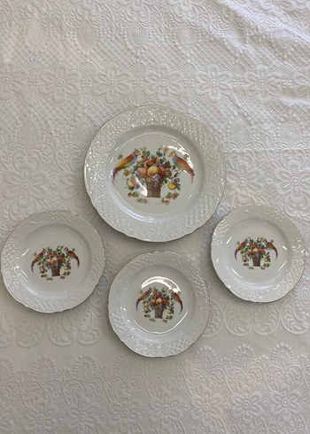 Beden Bavaria Schumann F 68 Damgalı Gofre Antika Tabak Set