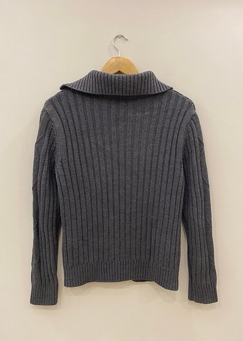 Avva Gri Örgü Polo Yakalı Premium Yünlü Erkek Hırka - Görsel 9