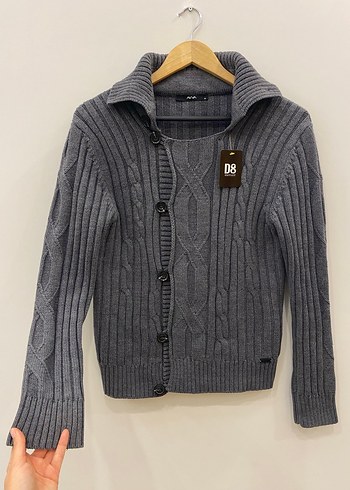 Avva Gri Örgü Polo Yakalı Premium Yünlü Erkek Hırka - Görsel 2