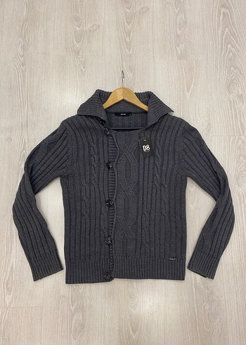 Avva Gri Örgü Polo Yakalı Premium Yünlü Erkek Hırka - Görsel 11