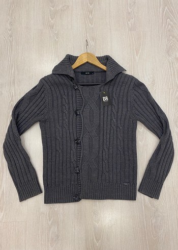 Avva Gri Örgü Polo Yakalı Premium Yünlü Erkek Hırka - Görsel 10