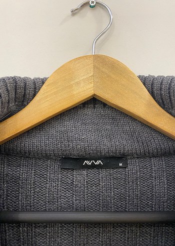 Avva Gri Örgü Polo Yakalı Premium Yünlü Erkek Hırka - Görsel 15