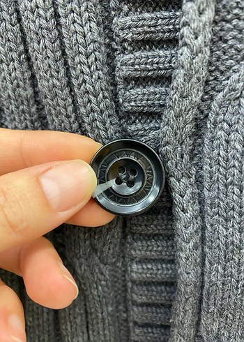 Avva Gri Örgü Polo Yakalı Premium Yünlü Erkek Hırka - Görsel 5