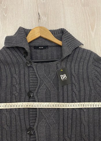 Avva Gri Örgü Polo Yakalı Premium Yünlü Erkek Hırka - Görsel 13