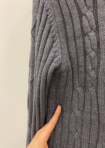 Avva Gri Örgü Polo Yakalı Premium Yünlü Erkek Hırka - Görsel 6