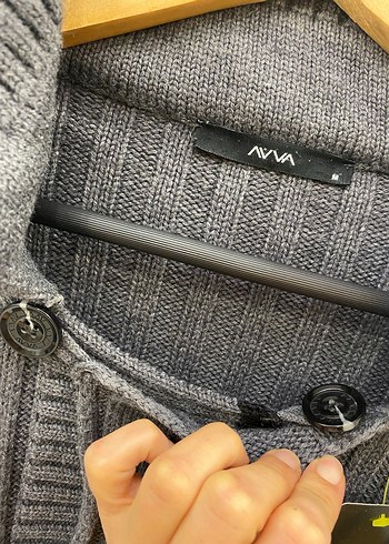 Avva Gri Örgü Polo Yakalı Premium Yünlü Erkek Hırka - Görsel 17