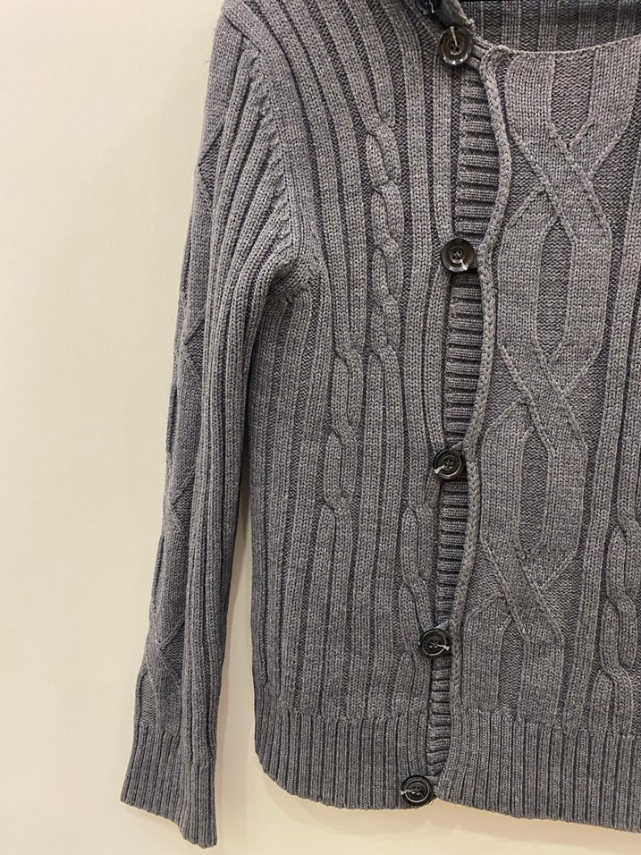 Avva Gri Örgü Polo Yakalı Premium Yünlü Erkek Hırka - Görsel 4